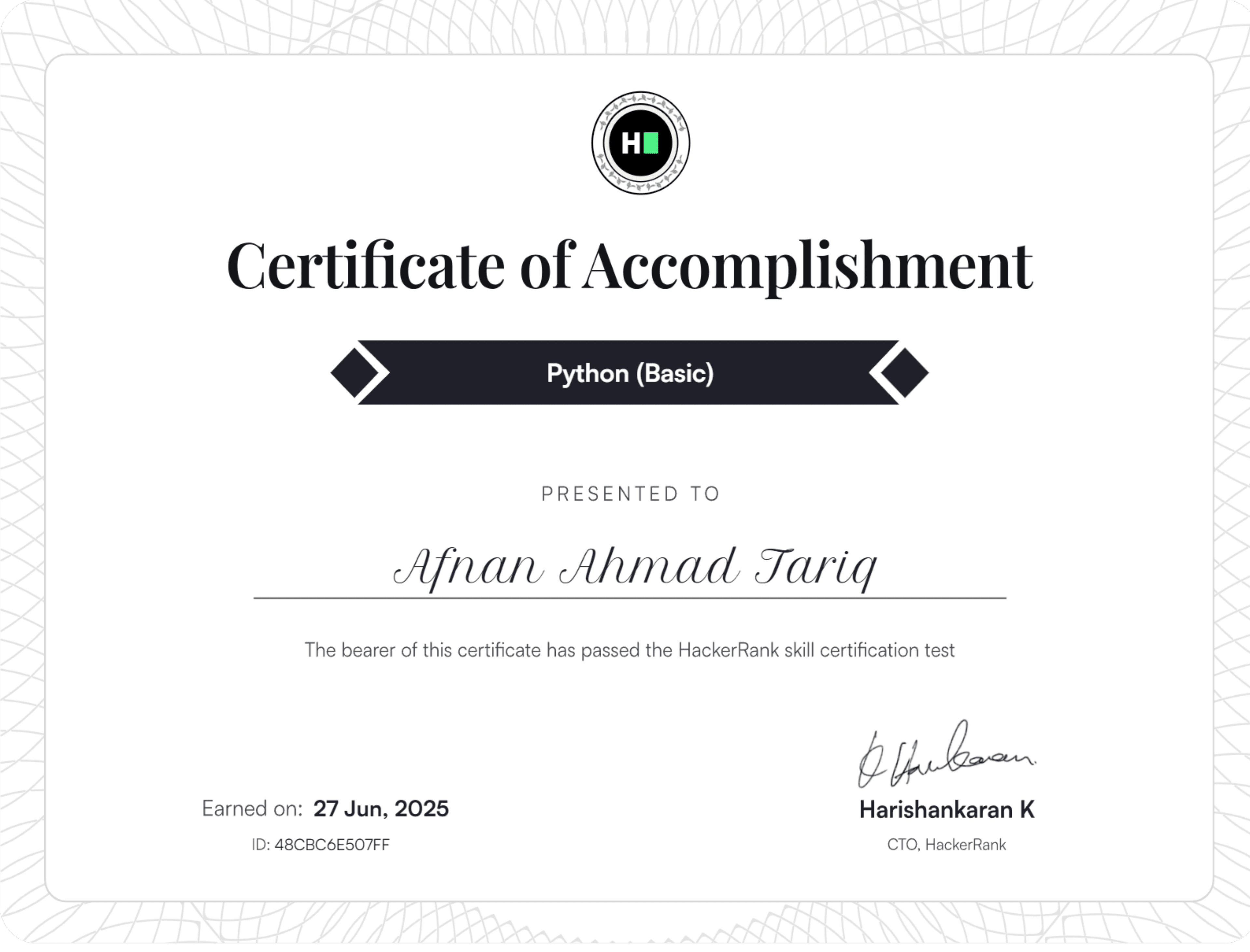 Python (Basic) credential